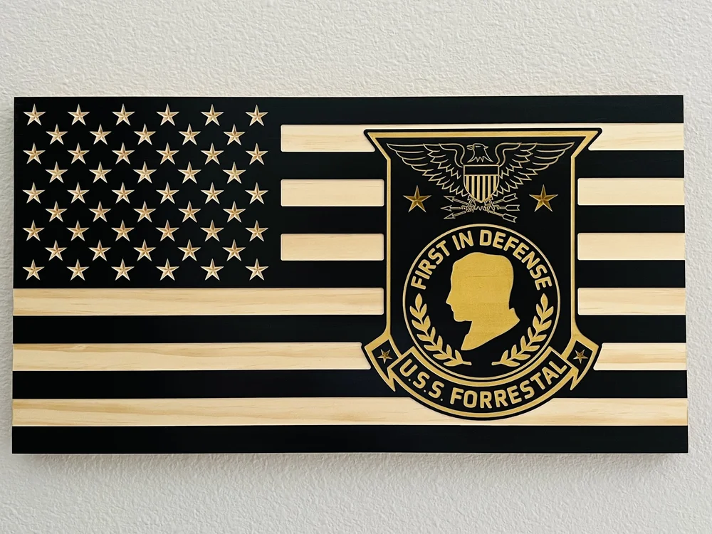 U.S.S. Forrestal 木製プレート U.S.S. Forrestal wooden American Flag — It All Started With A Flag